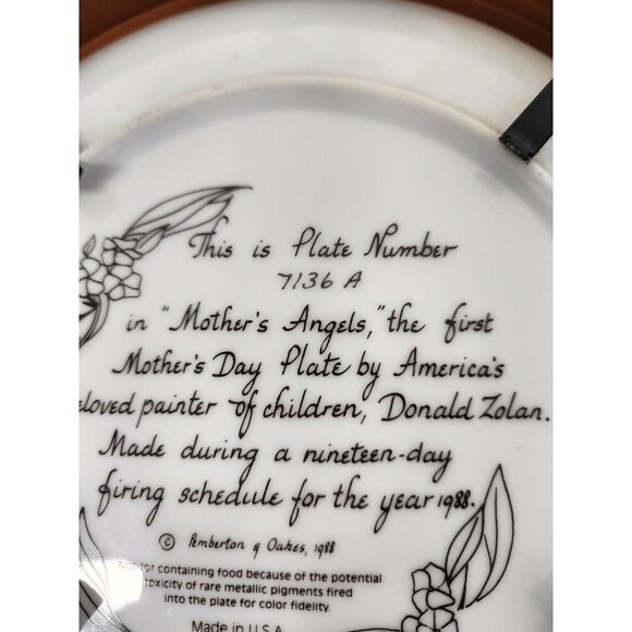 Vintage Zolan Mothers Angel Decorative Framed Wall Hanging Collector Plate - Picture 8 of 10